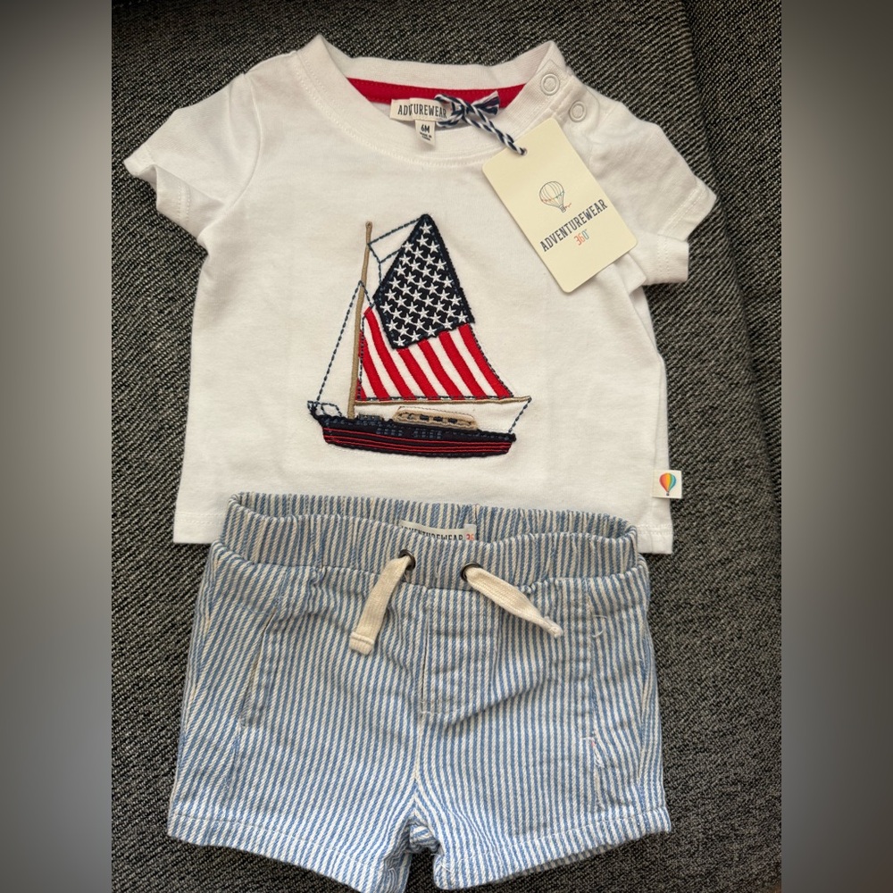 Set shirt and shorts for boys 6M 6 months American flag